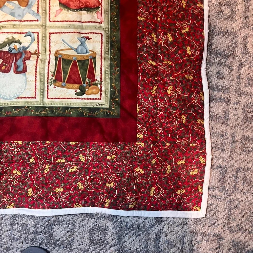 Nancy Halvorsen 12 Days of Christmas Quilted Wall Hanging Lap Quilt 35x52